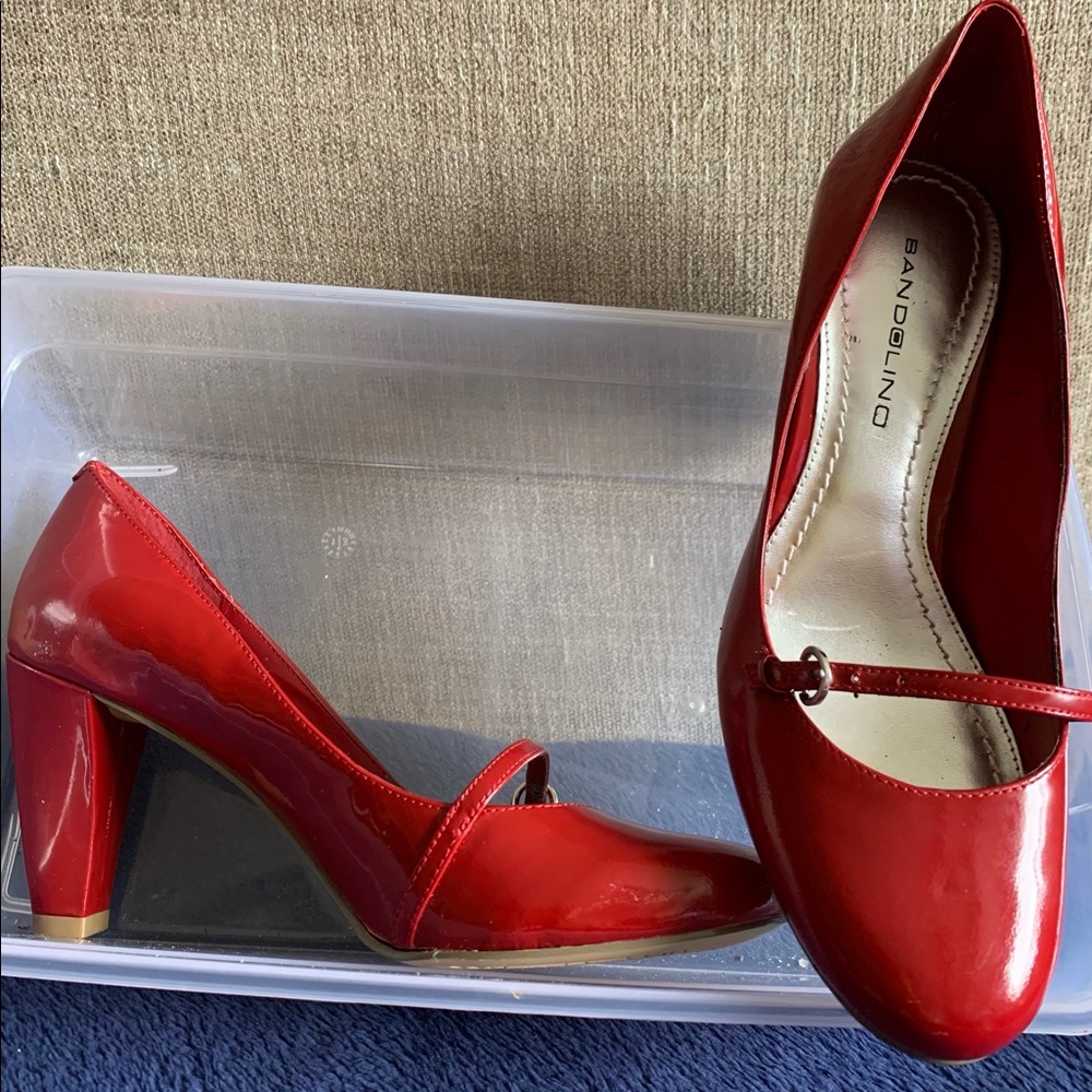 Gently used red Bandolino heels with strap